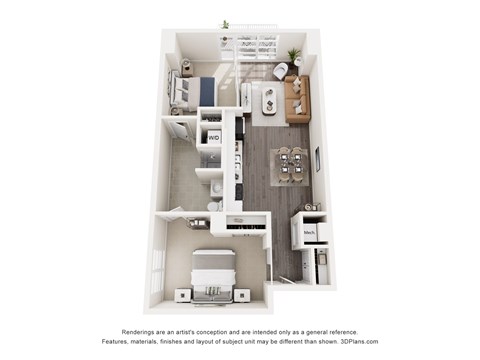 Floor plan for 2 beds, 1 bath, 821 sqft